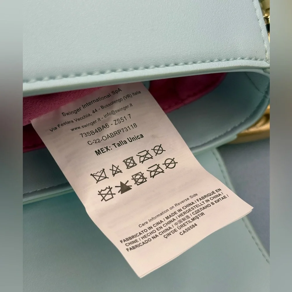 🆕 CHIARA FERRAGNI 🧿 NWOT Pale Blue Eyelike Tote Bag, Top Handle, Chain & Strap